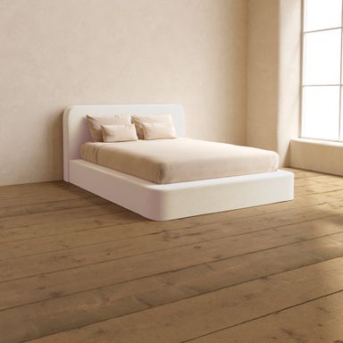 Queen Upholstered Platform Bed + Headboard | Mod Velvet in Coco