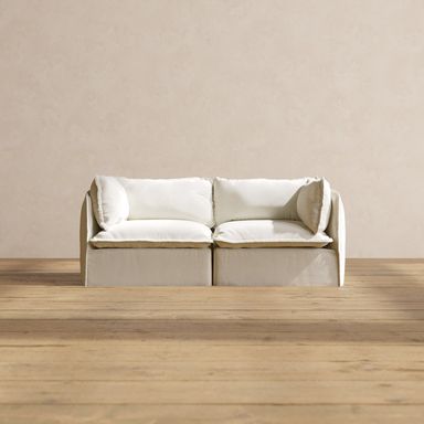 Modular Washable 2-Seater in Eggshell | Deluxe+ Seat | Cloud Pillow