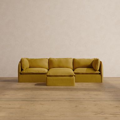 Modular Washable 3-Seater + Ottoman in Kiiro | Deluxe+ Seat | Cloud Pillow