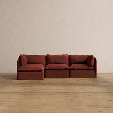 Modular Washable 3-Seater Sectional in Rust | Memorix+ Seat | Contour Pillow