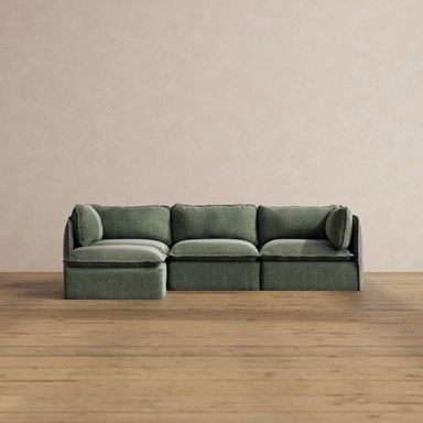 Modular Washable 3-Seater Sectional in Willow | Deluxe+ Seat | Cloud Pillow