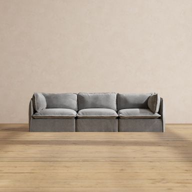 Modular Washable 3-Seater in Ash | Deluxe+ Seat | Cloud Pillow