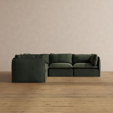 Modular Washable 5-Seater Corner Sectional in Olivine | Deluxe+ Seat | Cloud Pillow