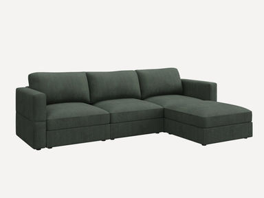HONBAY 4-Piece Corduroy Modular Sectional Sleeper Cloud Sofa With Oversized Storage Seat