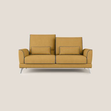 Tommy Divano relax bicolore 220 cm con schienali traslanti in microfibra smacchiabile T11 GIALLO e cordoncino BLU