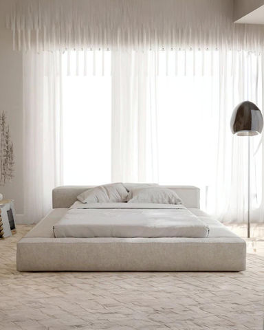 The Bespoke Chloe Sims Cloud Upholstered Low Profile Bed Frame- Fully Customisable with Storage Options- Minimalist Cloud Range