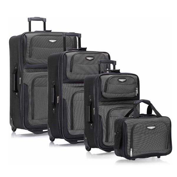 Travel Select Amsterdam Softside Expandable Luggage with Rolling Wheels, Gray, 4-Piece Set