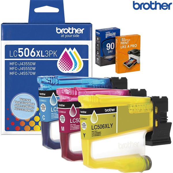 Brother Genuine 3-Pack High Yield Color Ink Cartridges + Deco Essentials Guide
