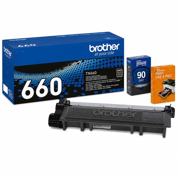 Brother High Yield Black Toner Cartridge - TN660 w/ Print Like a Pro Bundle