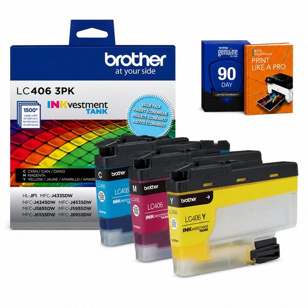 Brother INKvestment Tank Standard-yield Ink 3 Pack Color + Deco Essentials Guide