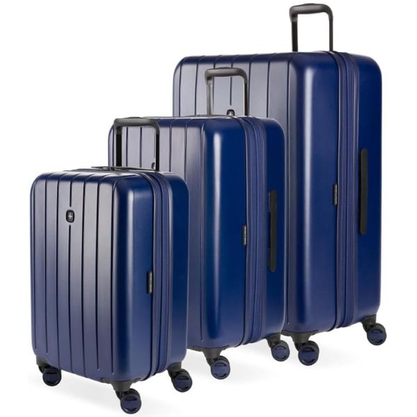 Swiss Gear Wanderlust Pro Lightweight Expandable Spinner, Navy, 3-Piece Set (20/24/28)