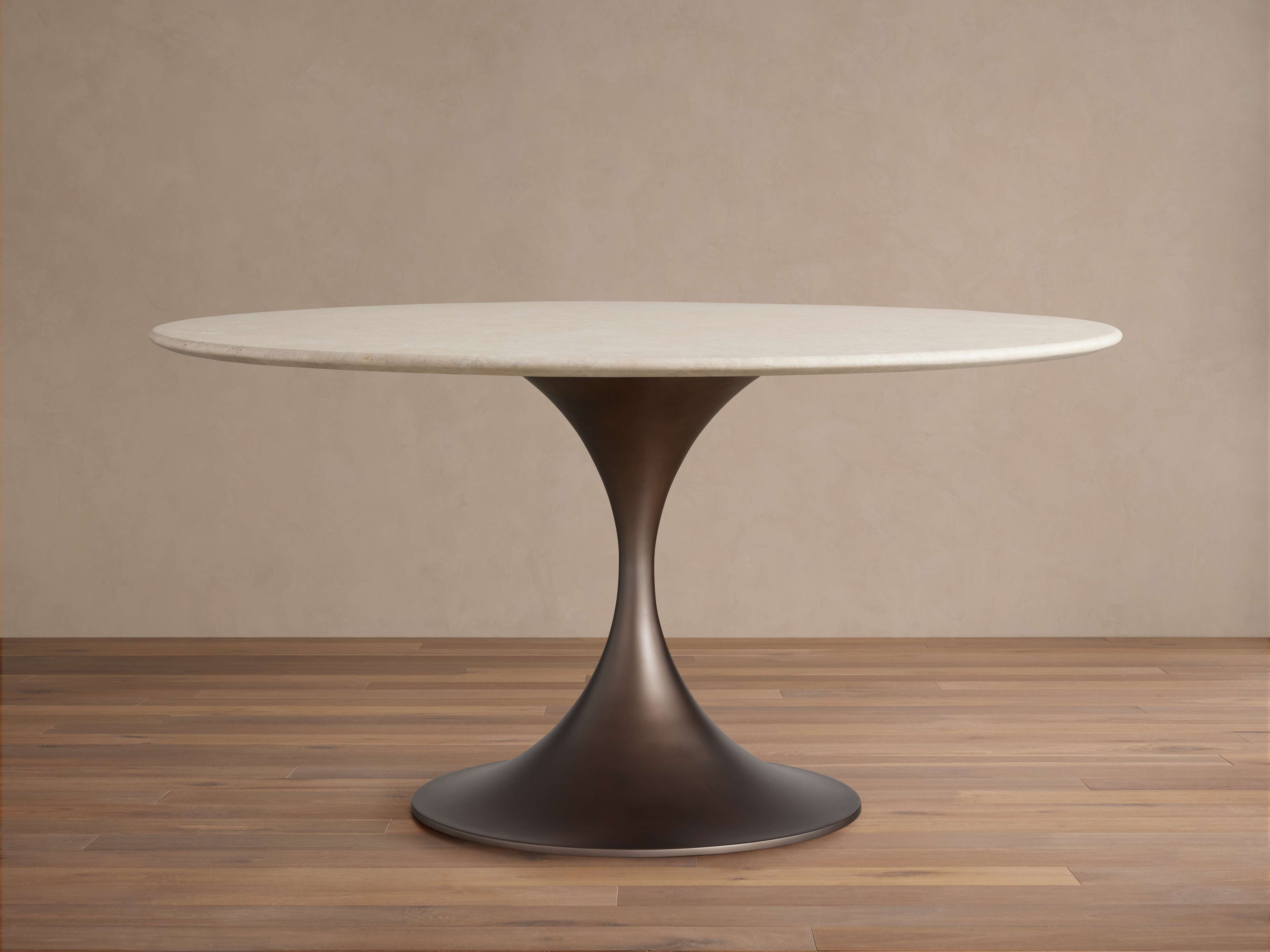 Saint Germain Round Marble Dining Table with Launette Base
