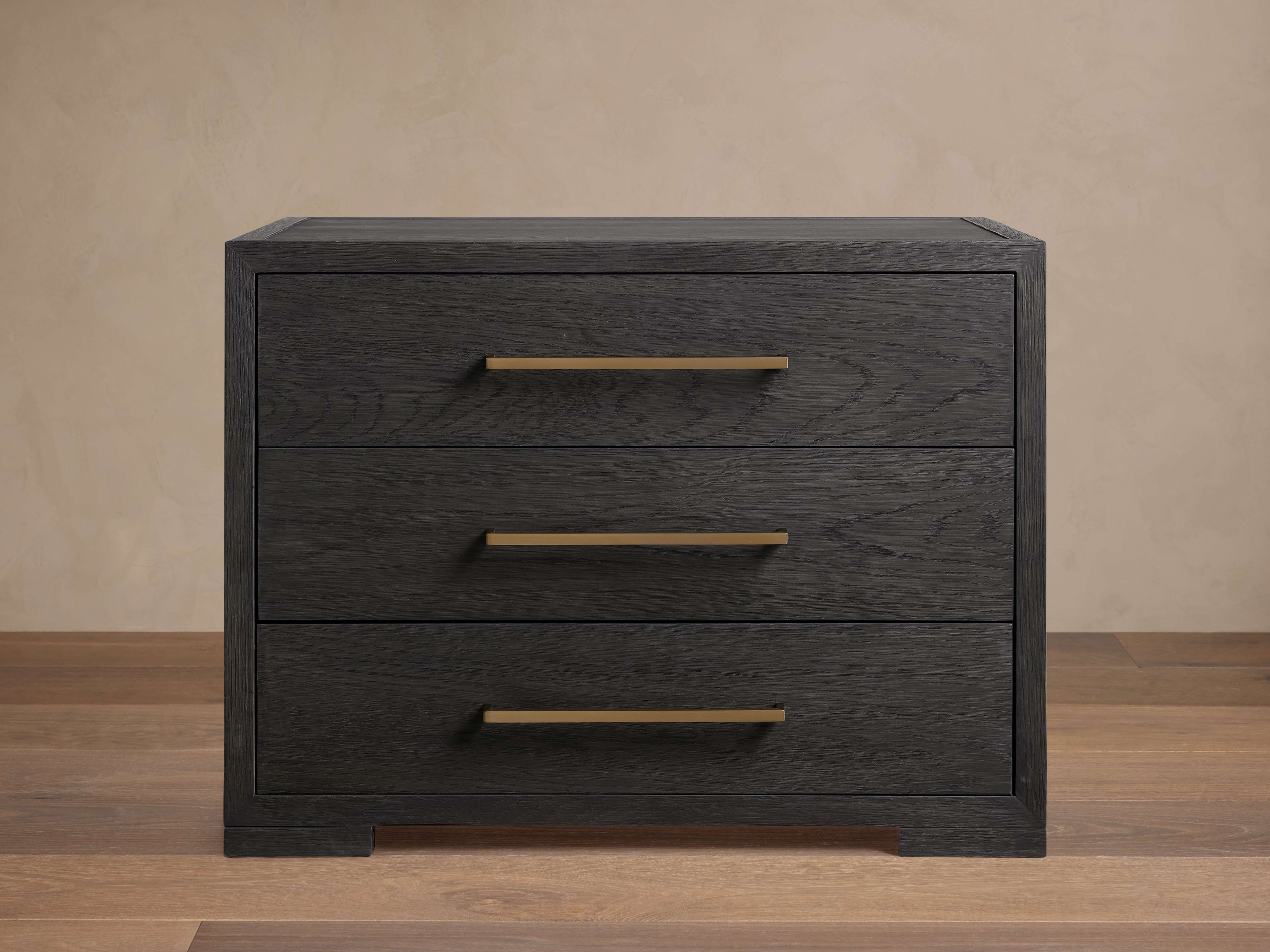 Darwyn Solid Oak Nightstand with Brass Pulls - Handcrafted