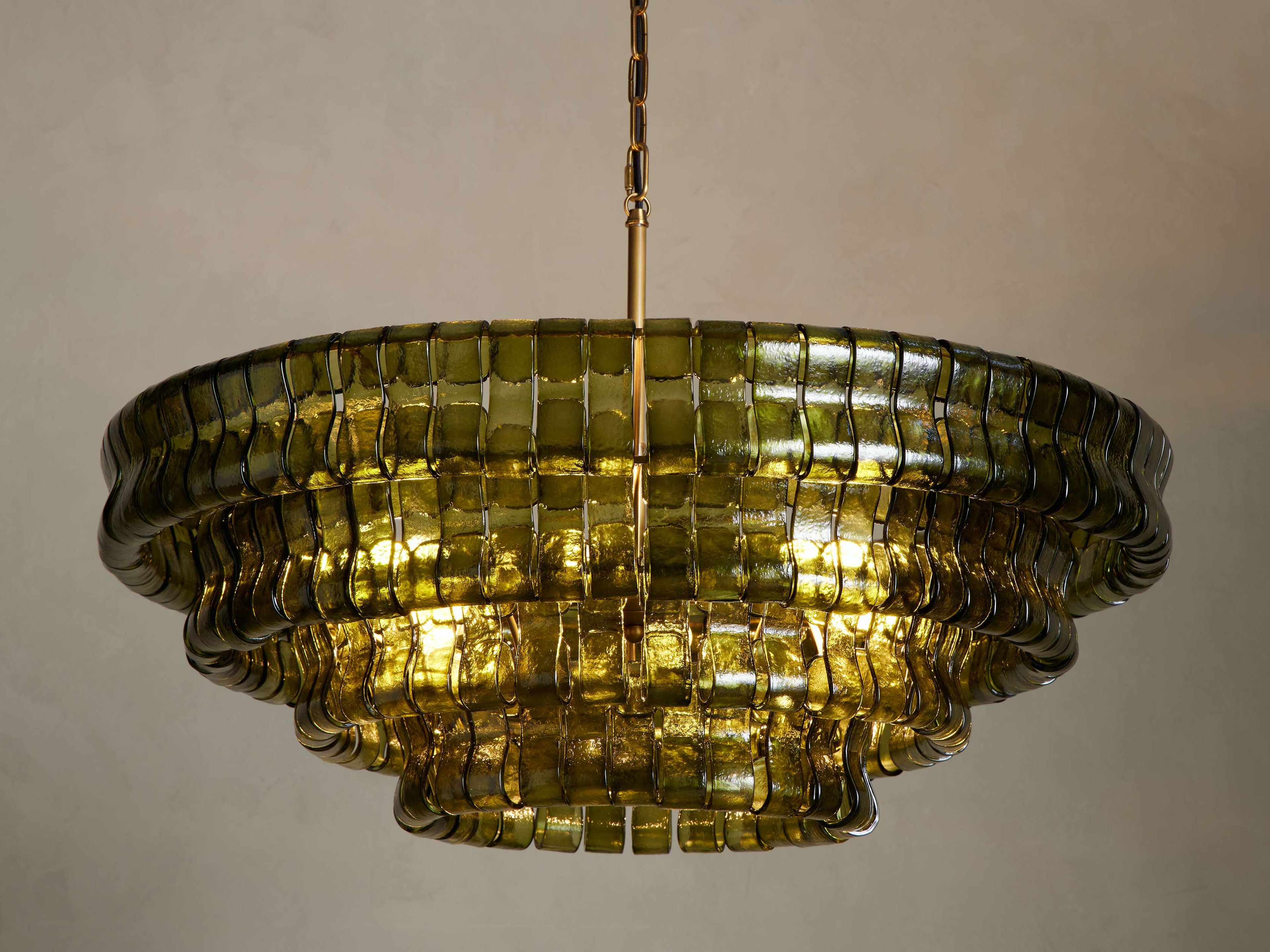 Ghiaccio Round Chandelier: Modern Steel & Curved Glass Fixture