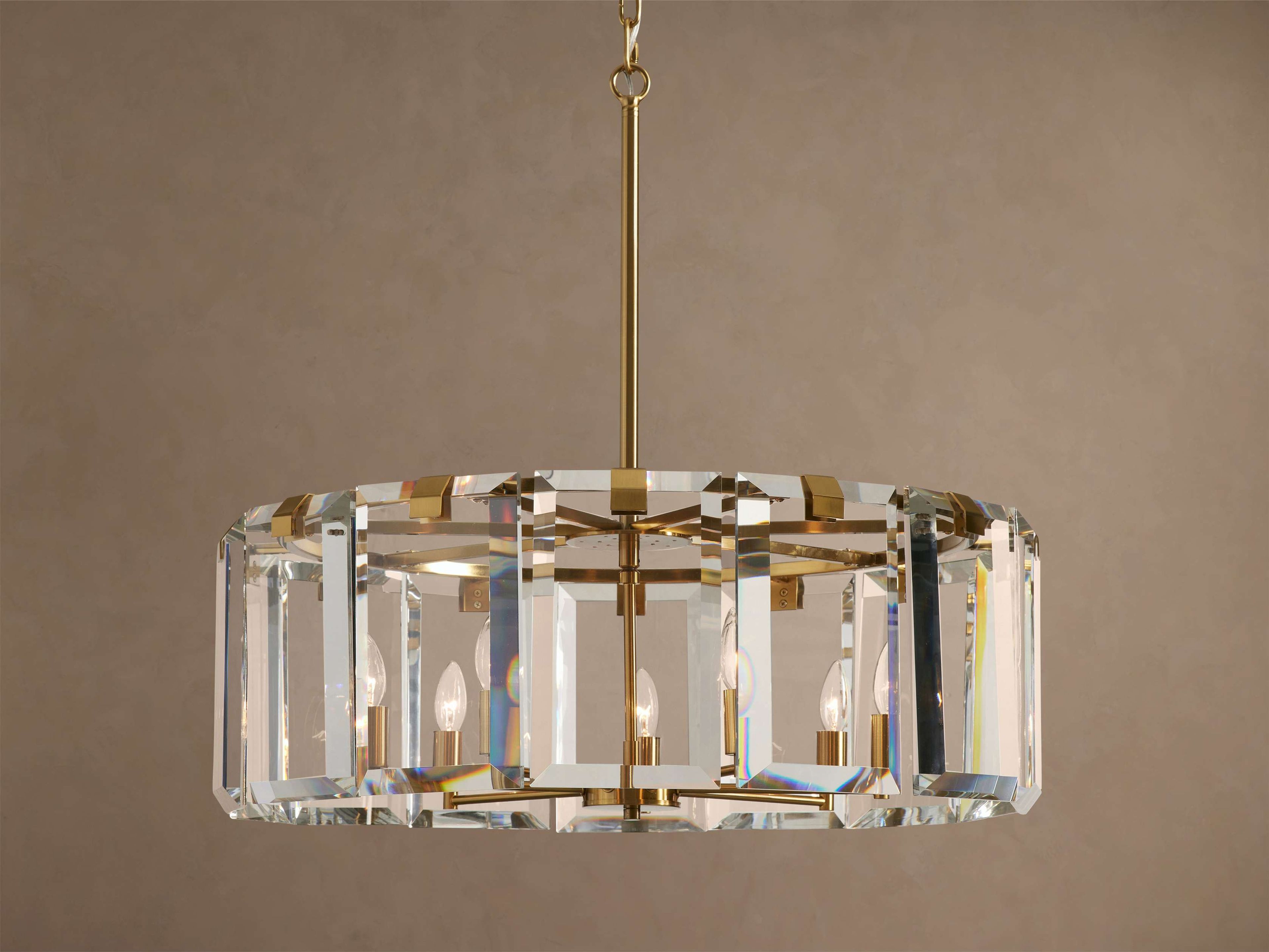Amaya Round Crystal Chandelier - Brass Luxury Lighting Fixture