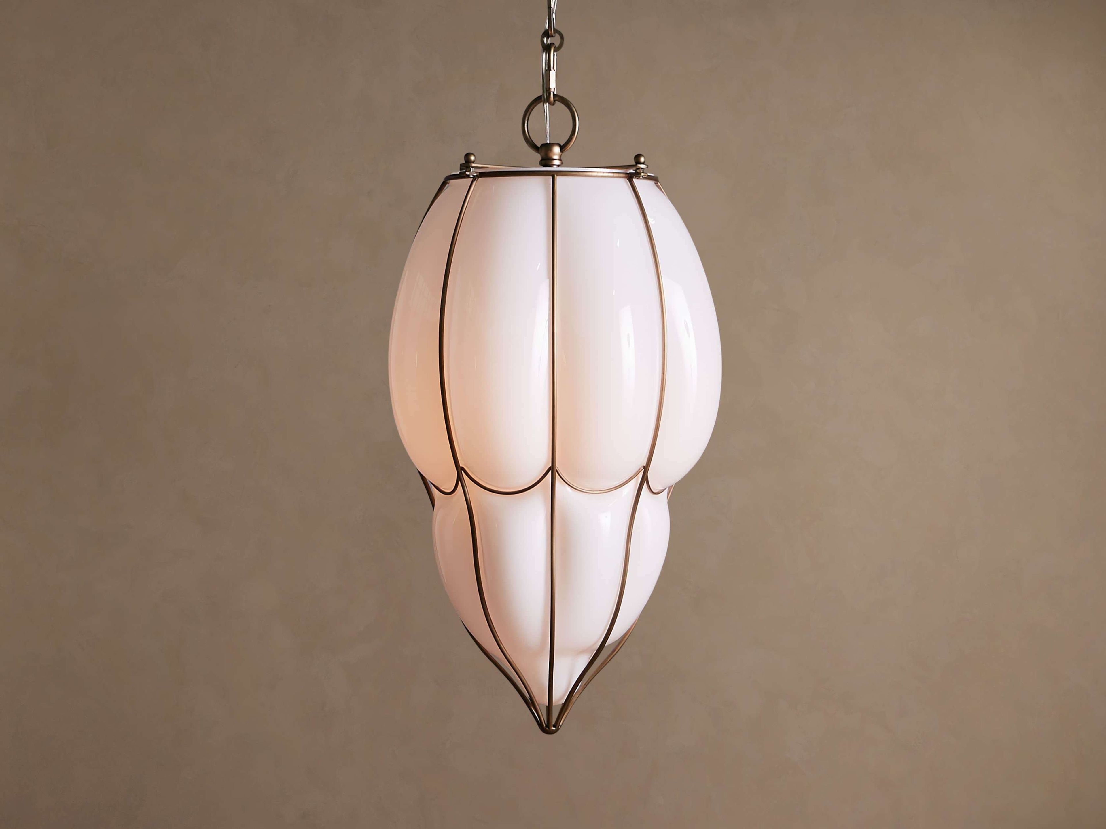 Margolis Large Pendant Light: Hand-Blown Glass Brass Fixture