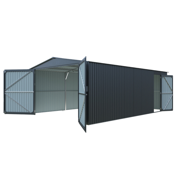 [AS-IS] 13'x20' Plus Upgraded Metal Garage Shed with Double Front Doors