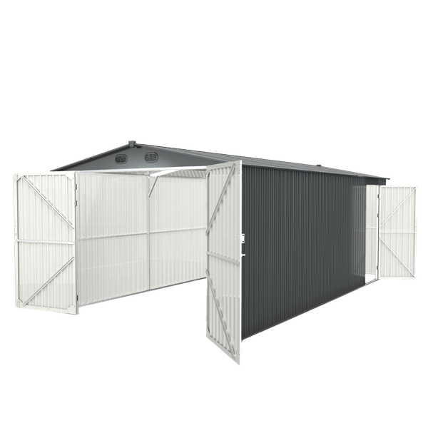 [AS-IS] 10'x20' Metal Garage Shed with Double Front Doors
