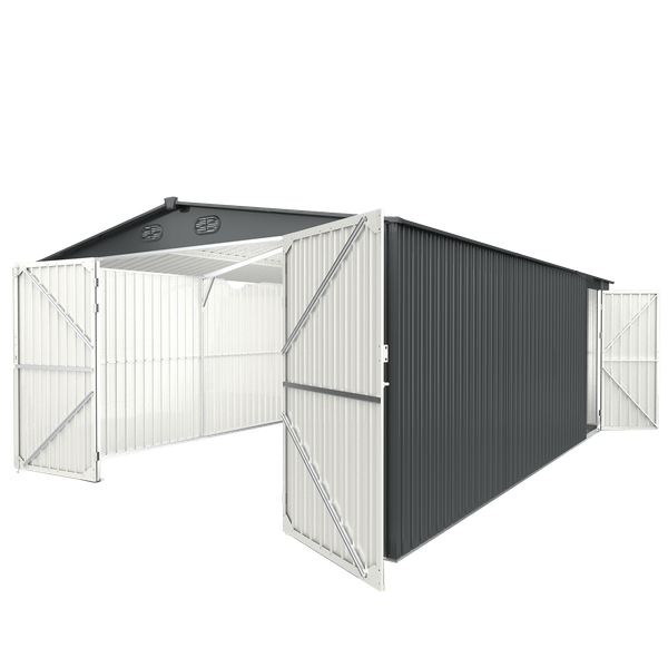 [AS-IS] 13'x20' Metal Garage Shed with Double Front Doors