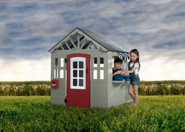 MySize Deluxe Outdoor Playhouse with Play Sink with Running Water, Picnic Table & Mailbox