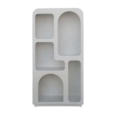 71" Open Cut-out Textured Bookshelf, White