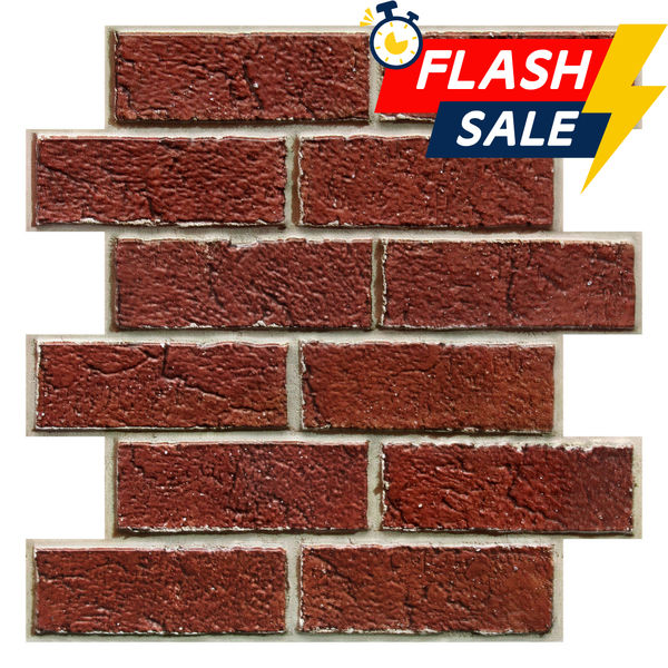 3D Dark Red Brick Peel and Stick Wall Tile