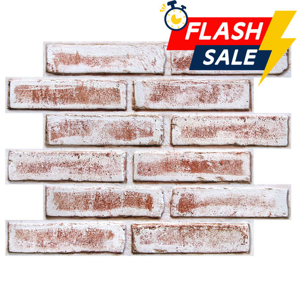 3D Whitewashed Brick Peel and Stick Wall Panels