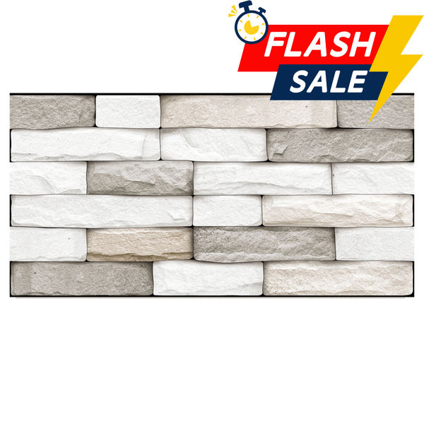 White and Gray Stone Peel and Stick Tile Stickers