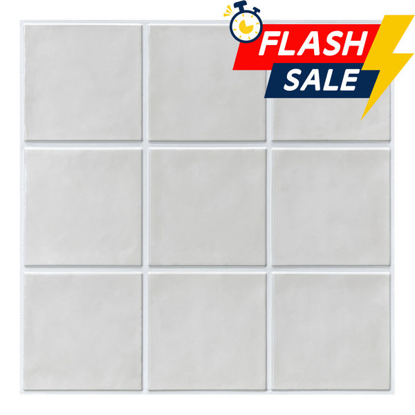 3D Mist Gray Ceramic Square Peel and Stick Wall Tile