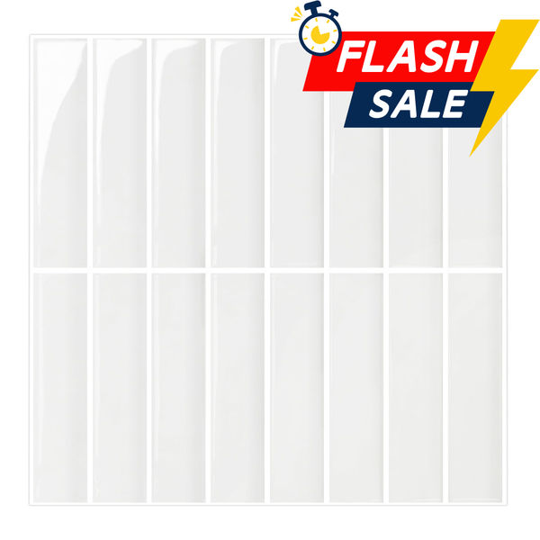 White Linear Peel and Stick Backsplash Tile
