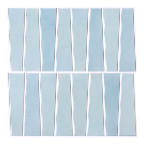 3D Trapezoid Sky Blue Peel and Stick Wall Tile