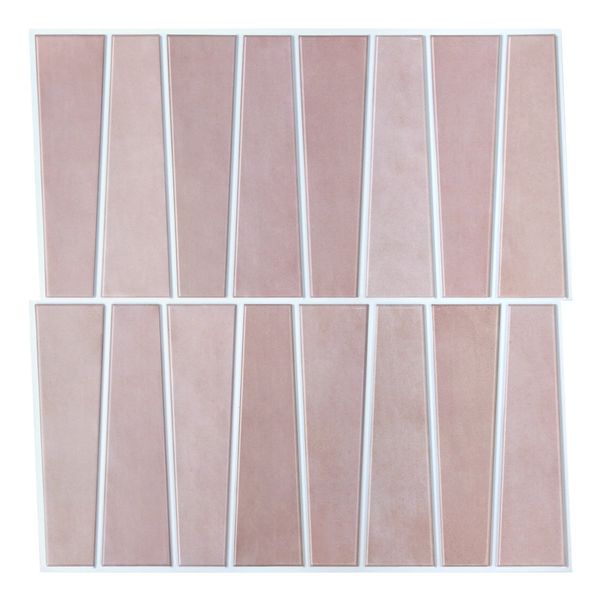 3D Trapezoid Pink Peel and Stick Wall Tile