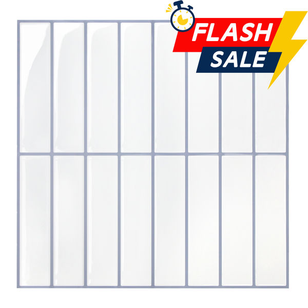 White Gray Linear Peel and Stick Backsplash Tile