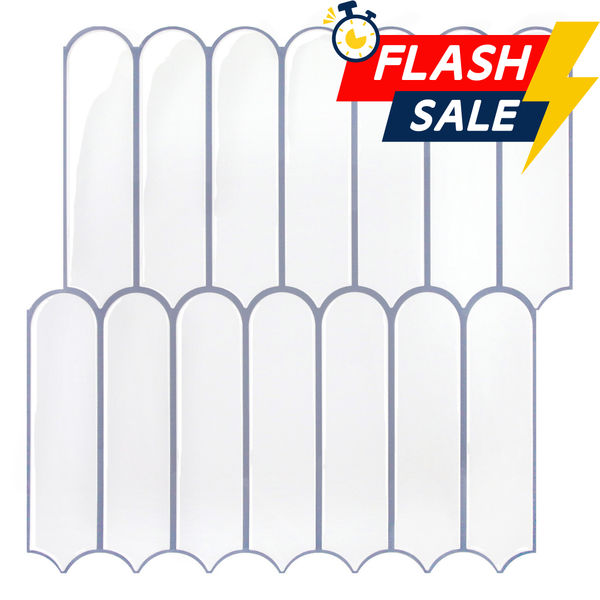 White and Grey Fish Scale Peel and Stick Backsplash Tile - Thicker Design