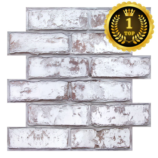 3D Rustic Whitewash Brick Peel and Stick Wall Tile