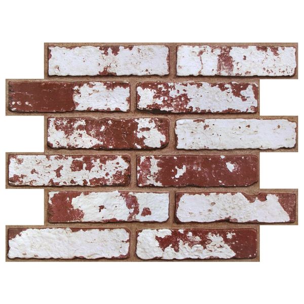3D Classic Red  Whitewashed Brick Peel and Stick Wall Panels