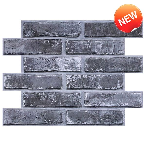 3D Antique Gray Brick Peel and Stick Wall Panels