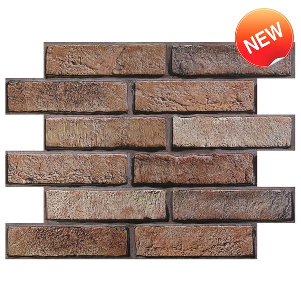 3D Dark Brown Brick Peel and Stick Wall Panels