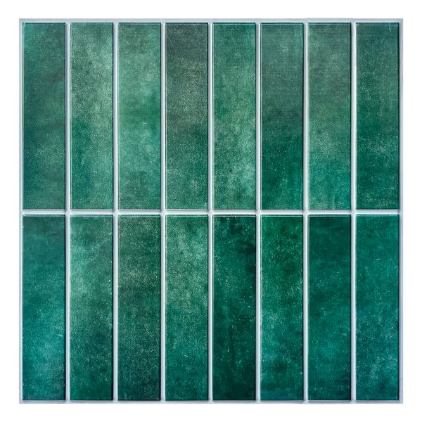 3D Green Matt Straight Linear Mosaic Peel and Stick Wall Tile