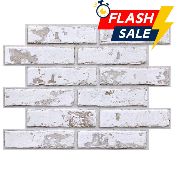 3D Rustic Whitewash Brick Peel and Stick Wall Panels