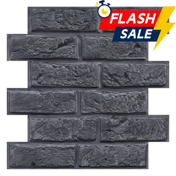 3D Black Brick Peel and Stick Wall Tile