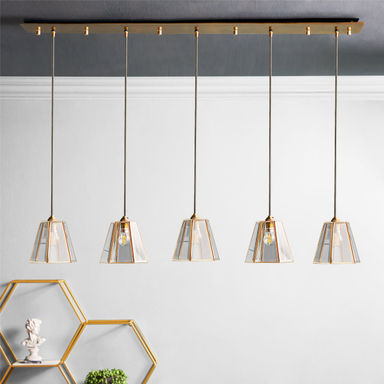 Larger Plateau ceiling fitting in antiqued brass