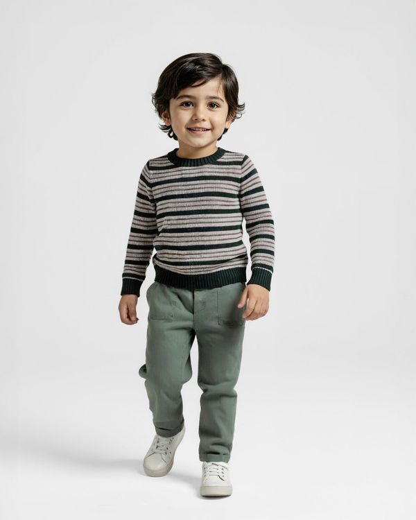 Toddler Boy Forest Fun Stripe Sweater Set