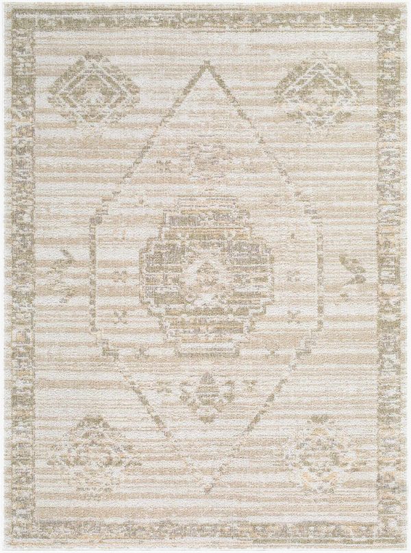 Villepinte Beige Medallion Area Rug