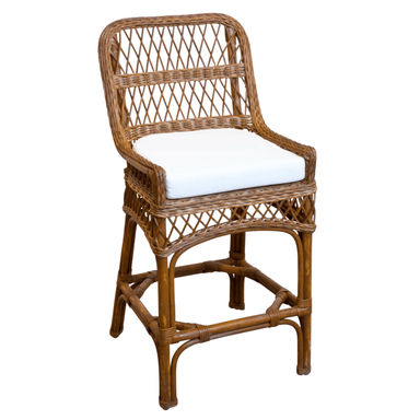 Harvested Rattan Open Weave Counter Stool with Cushion