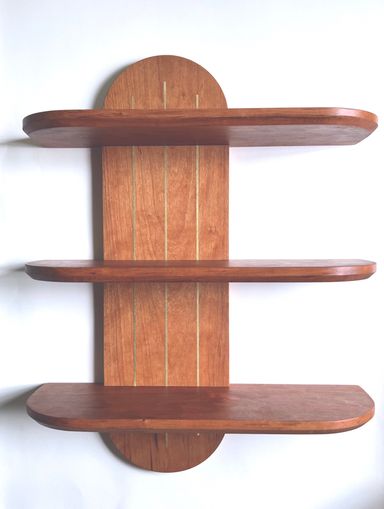 Draper 2.0 w/ brass inlay - Mid Century 3-shelf wall-mounted shelving unit