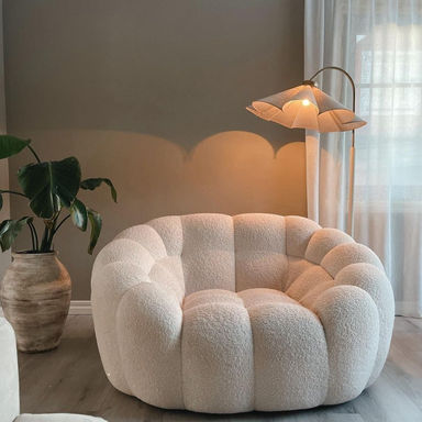 Fleece White Big Pumpkin Loveseat Sofa Chair