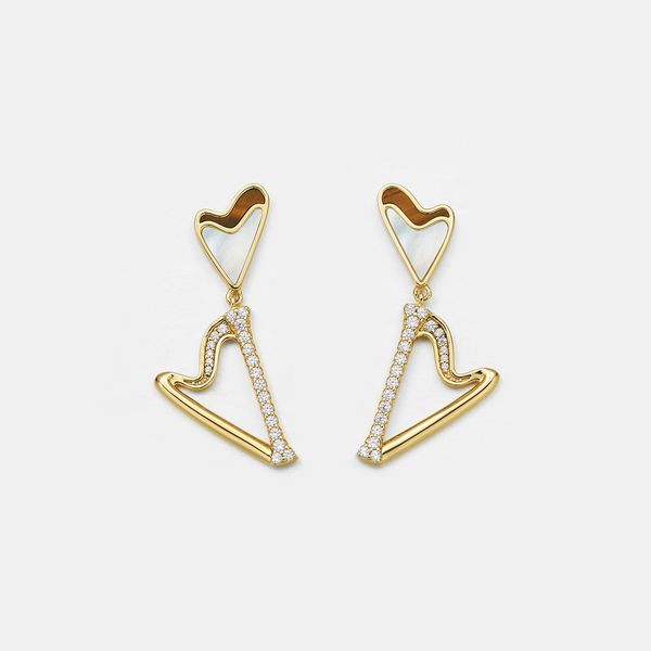 Double Heart Mother of Pearl Earrings