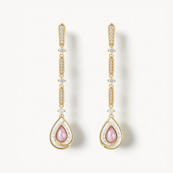Pink Mother-of-Pearl Chain Earrings