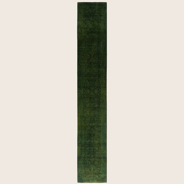 Green Samsara Wool Runner - 2'6" x 15'9"